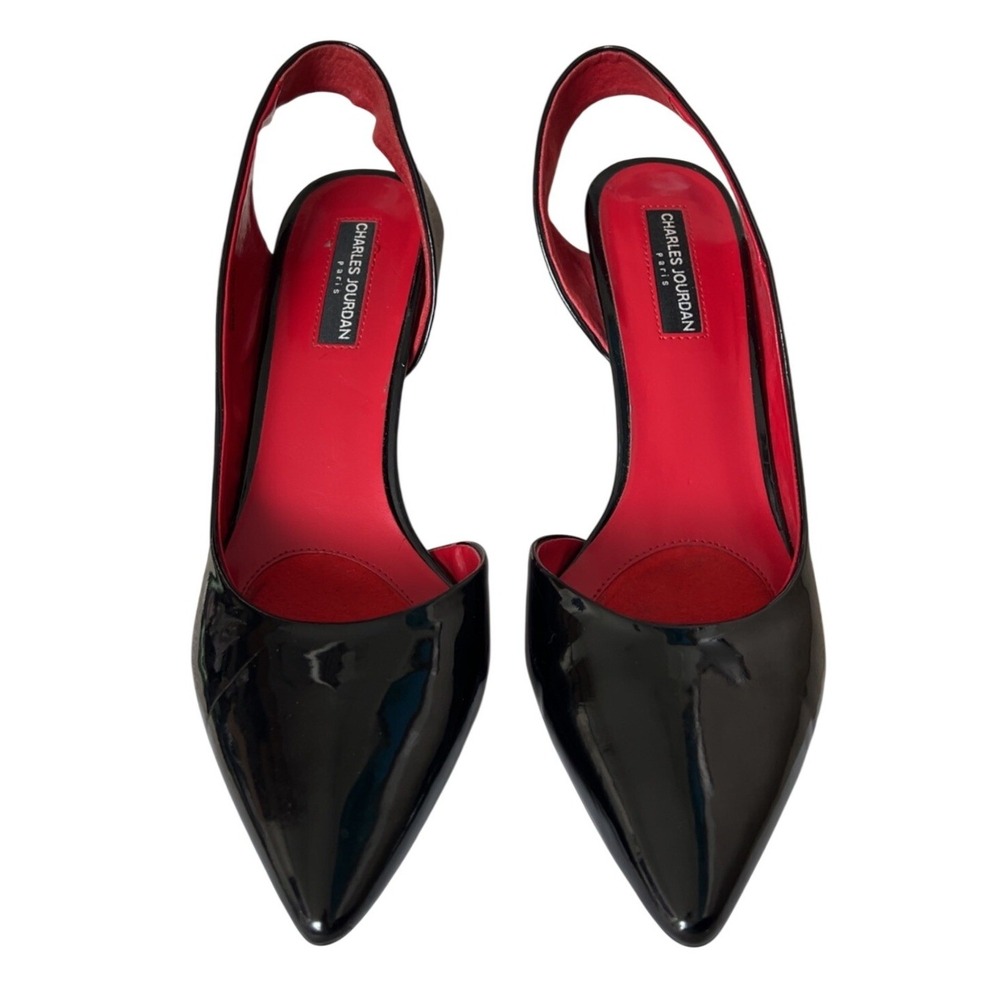 Charles Jourdan Paris Black Patent Leather Style D'Orsay pumps SZ: 11